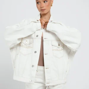 LOGO STITCH DENIM JACKET OFF WHITE