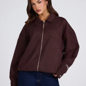 EMBOSSED SUEDE JACKET DARK BROWN