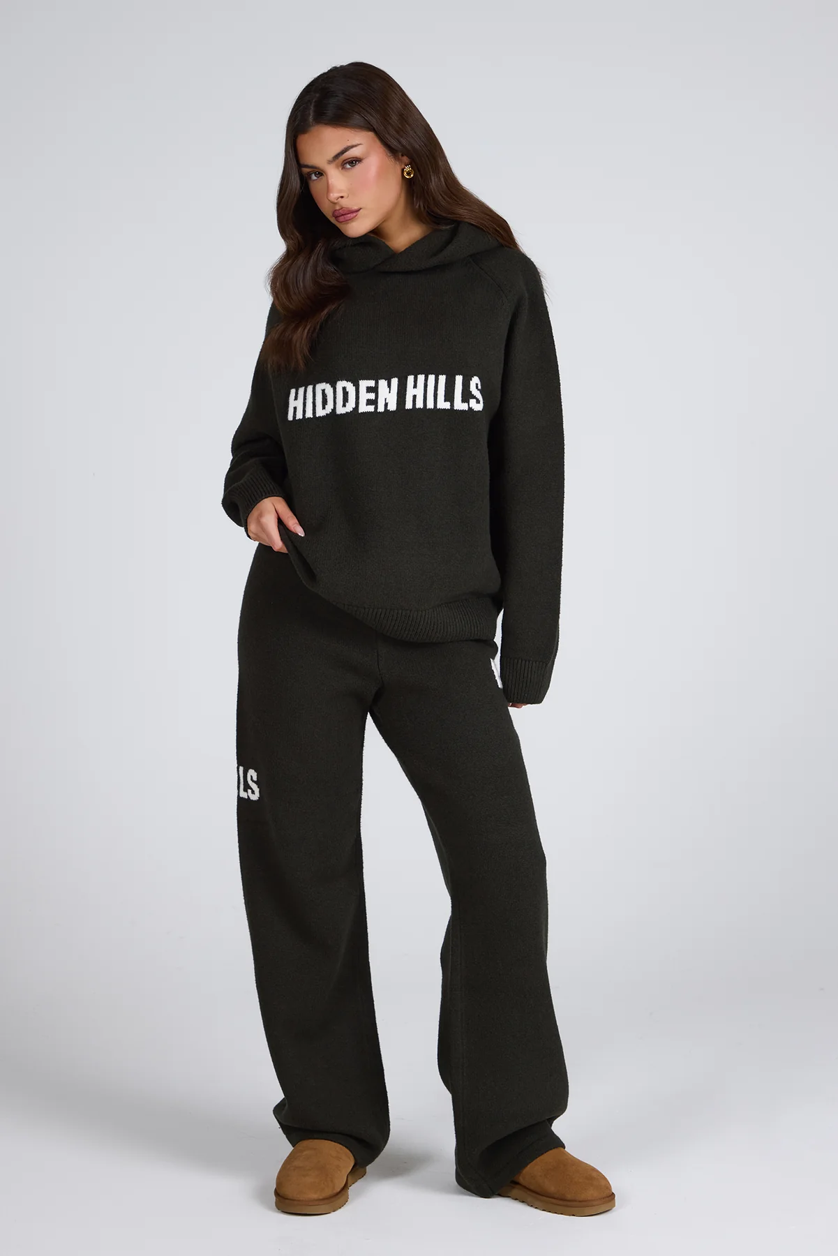 KNIT HOODIE DARK GREEN