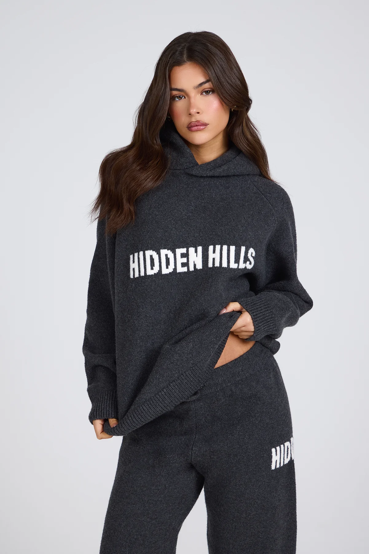 KNIT HOODIE DARK GREY