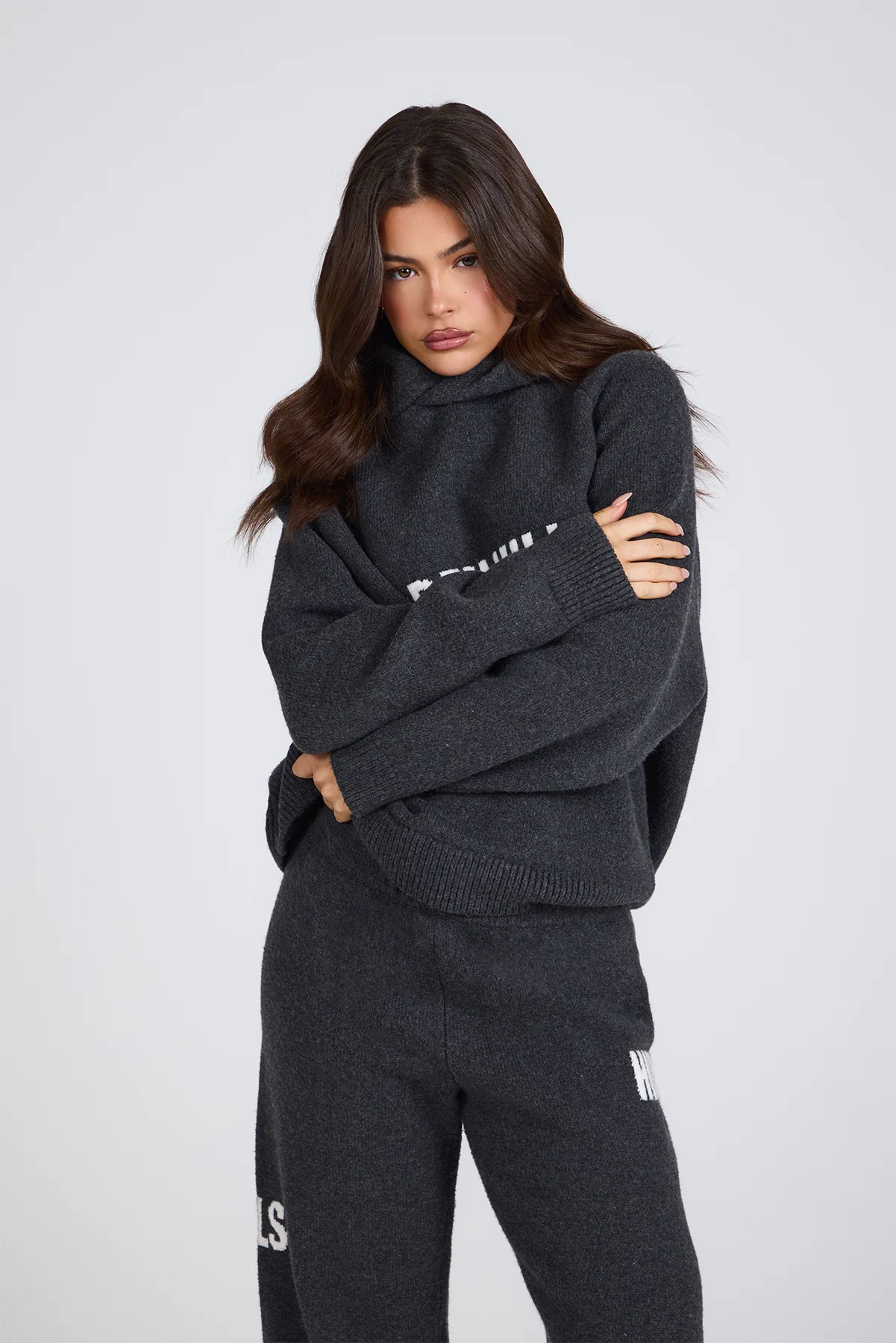 KNIT HOODIE DARK GREY