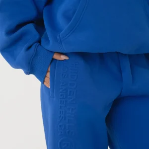 EMBOSSED STRAIGHT LEG SWEATPANTS ROYAL BLUE