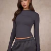 BASICS LONGSLEEVE TOP DARK GRAY