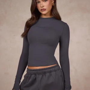 BASICS LONGSLEEVE TOP DARK GRAY