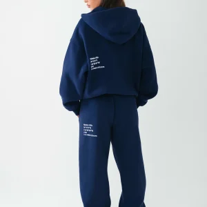 LABEL CUFFED SWEATPANTS NAVY