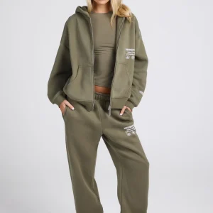 LABEL ZIP HOODIE SAGE