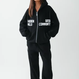 GATED COMMUNITY ZIP HOODIE BLACK