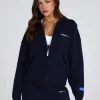 KNIT LABEL ZIP HOODIE NAVY