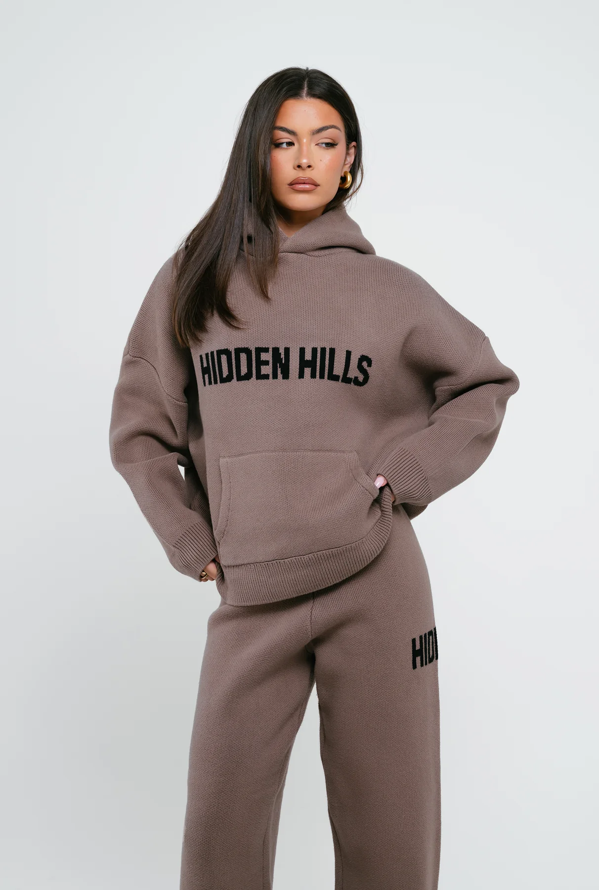 KNIT HOODIE TAUPE