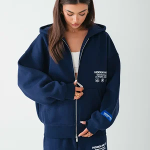 LABEL ZIP HOODIE NAVY