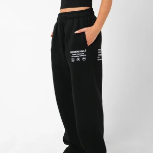 LABEL STRAIGHT LEG SWEATPANTS BLACK