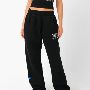 LABEL STRAIGHT LEG SWEATPANTS BLACK