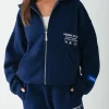 LABEL ZIP HOODIE NAVY