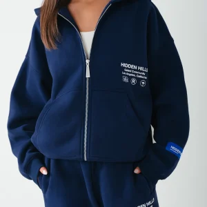 LABEL ZIP HOODIE NAVY