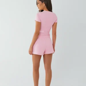 LABEL SHORTS LIGHT PINK