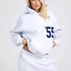 '55 EMBROIDERY HOODIE LIGHT GRAY