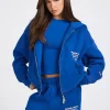 LABEL ZIP HOODIE ROYAL BLUE