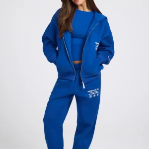 LABEL ZIP HOODIE ROYAL BLUE