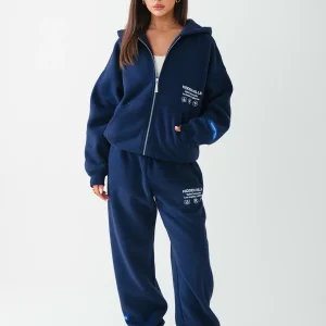 LABEL CUFFED SWEATPANTS NAVY