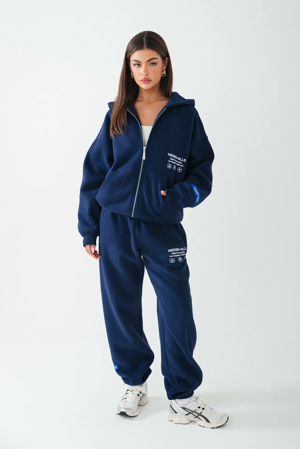 LABEL CUFFED SWEATPANTS NAVY
