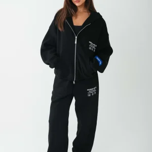 LABEL CUFFED SWEATPANTS BLACK