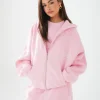 LABEL ZIP HOODIE LIGHT PINK
