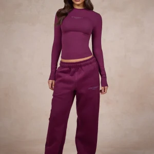 BASICS LONGSLEEVE TOP DARK PLUM