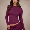 BASICS LONGSLEEVE TOP DARK PLUM