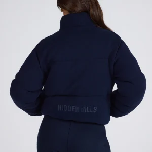 LABEL PUFFER JACKET NAVY