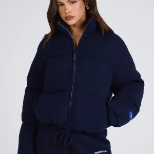 LABEL PUFFER JACKET NAVY