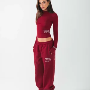 LABEL CUFFED SWEATPANTS BURGUNDY
