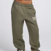 LABEL CUFFED SWEATPANTS SAGE