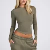 LABEL LONGSLEEVE TOP SAGE