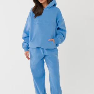 EMBOSSED STRAIGHT LEG SWEATPANTS SKY BLUE