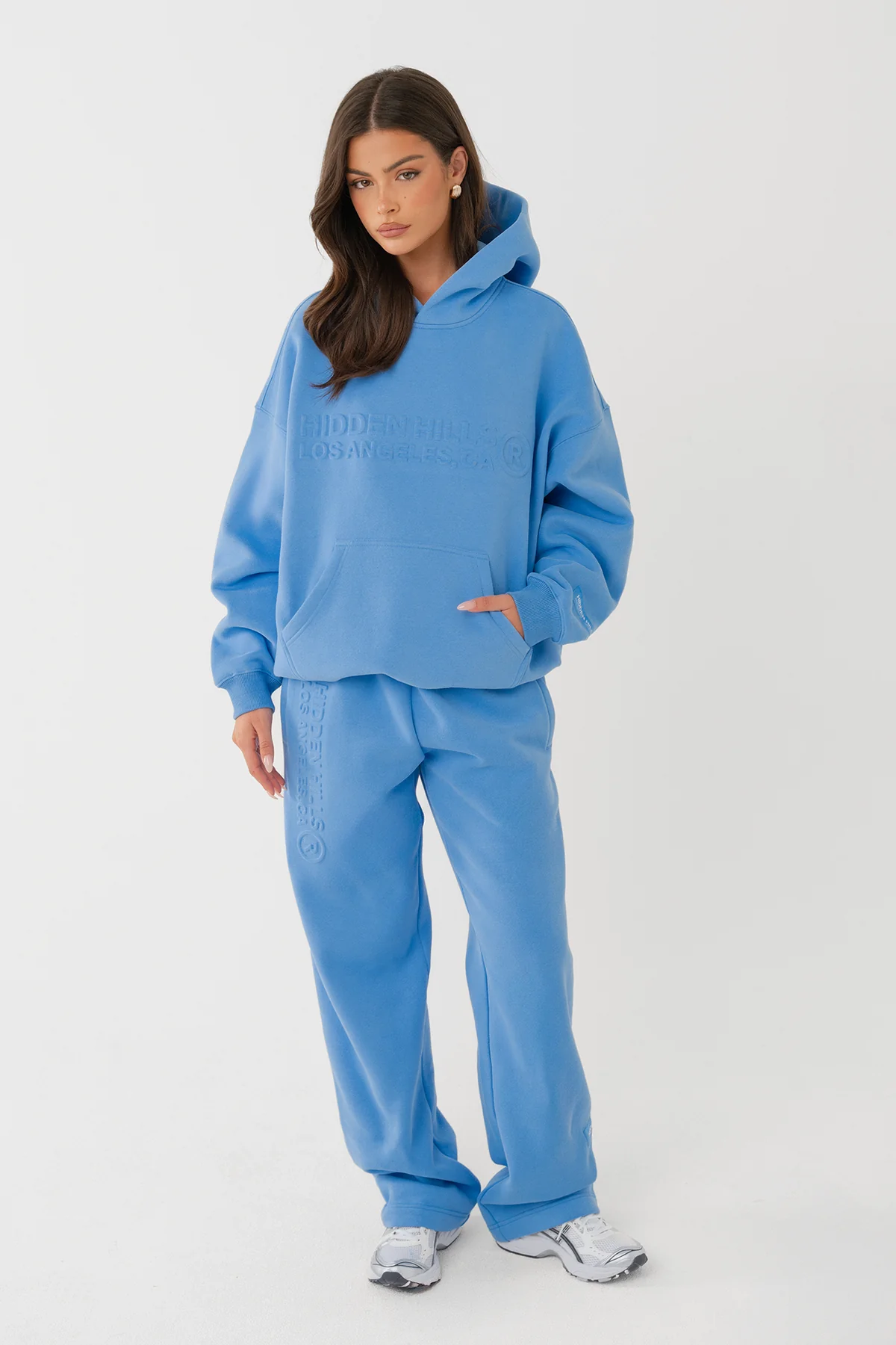 EMBOSSED HOODIE SKY BLUE