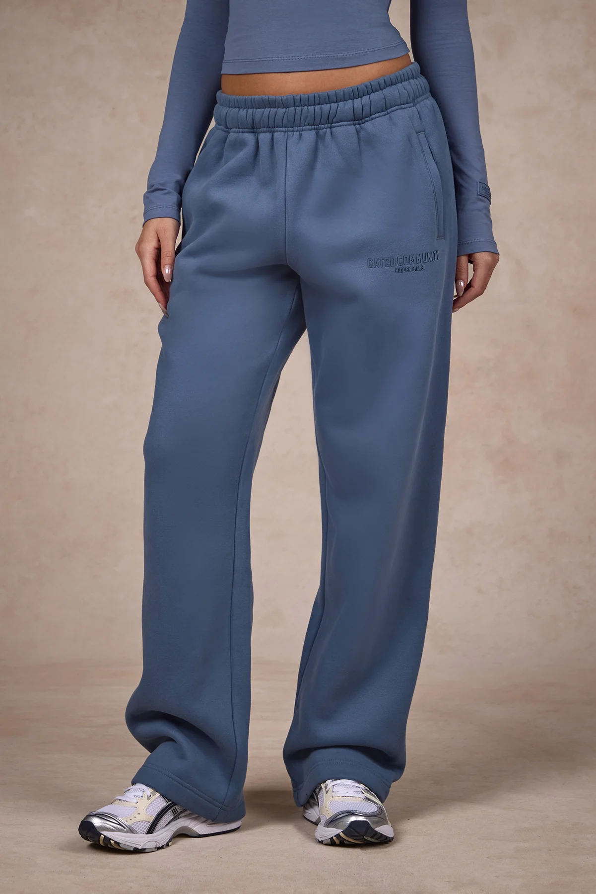 BASICS STRAIGHT LEG SWEATPANTS STEEL BLUE