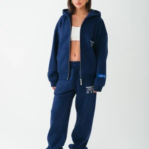 LABEL CUFFED SWEATPANTS NAVY