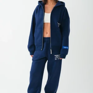 LABEL ZIP HOODIE NAVY